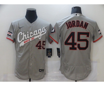 Men Chicago White Sox 45 Jordan Grey Elite Nike MLB Jerseys