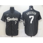 Men Chicago White Sox 7 Anderson Black City Edition Nike Game 2021 MLB Jerseys