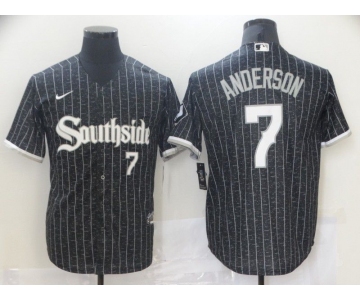 Men Chicago White Sox 7 Anderson Black City Edition Nike Game 2021 MLB Jerseys