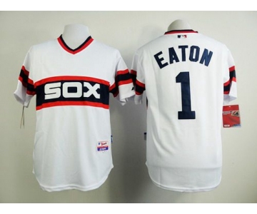 Men's Chicago White Sox #1 Adam Eaton 1983 White Pullover Jersey