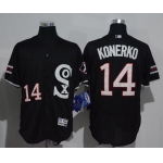 Men's Chicago White Sox #14 Paul Konerko Black Retro Stitched MLB 2016 Majestic Flex Base Jersey