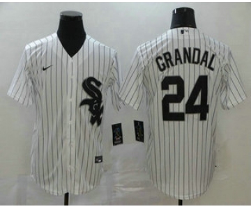 Men's Chicago White Sox #24 Yasmani Grandal White Stitched MLB Cool Base Nike Jersey