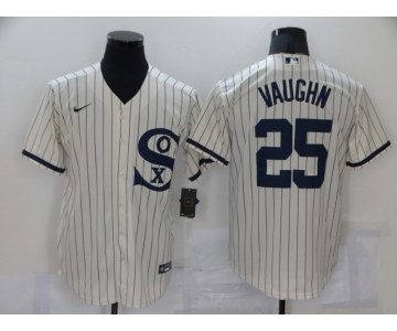 Men's Chicago White Sox #25 Andrew Vaughn 2021 Cream Navy Field of Dreams Name Flex Base Stitched Jersey