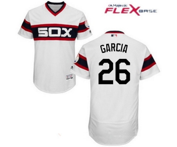 Men's Chicago White Sox #26 Avisail Garcia White Pullover Stitched MLB Majestic Flex Base Jersey