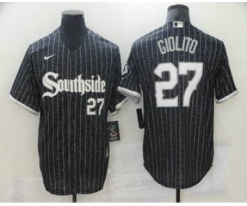 Men's Chicago White Sox #27 Lucas Giolito Black With Small Number 2021 City Connect Stitched MLB Cool Base Nike Jersey