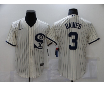 Men's Chicago White Sox #3 Harold Baines 2021 Cream Field of Dreams Name Cool Base Stitched Nike Jersey