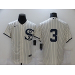 Men's Chicago White Sox #3 Harold Baines 2021 Cream Navy Field of Dreams Flex Base Stitched Jersey