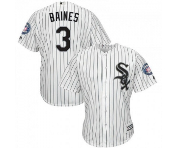 Men's Chicago White Sox 3 Harold Baines White 2019 Hall of Fame Induction Patch Cool Base Jersey
