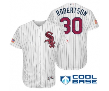 Men's Chicago White Sox #30 David Robertson White Stars & Stripes Fashion Independence Day Stitched MLB Majestic Cool Base Jersey