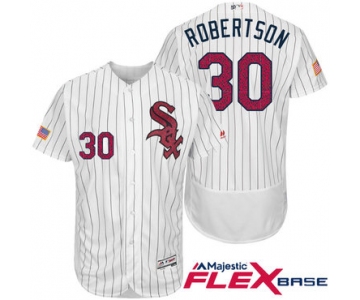 Men's Chicago White Sox #30 David Robertson White Stars & Stripes Fashion Independence Day Stitched MLB Majestic Flex Base Jersey