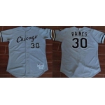 Men's Chicago White Sox #30 Tim Raines Retired Gray Road Stitched MLB Majestic Cooperstown Collection Jersey