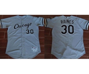Men's Chicago White Sox #30 Tim Raines Retired Gray Road Stitched MLB Majestic Cooperstown Collection Jersey