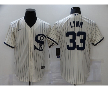 Men's Chicago White Sox #33 Lance Lynn 2021 Cream Field of Dreams Name Cool Base Stitched Nike Jersey