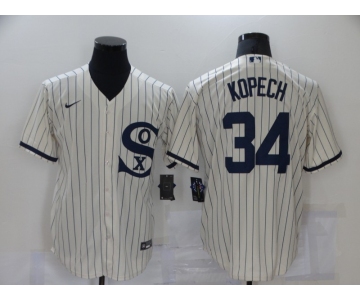 Men's Chicago White Sox #34 Michael Kopech 2021 Cream Field of Dreams Name Cool Base Stitched Nike Jersey