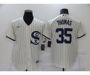 Men's Chicago White Sox #35 Frank Thomas 2021 Cream Navy Field of Dreams Name Flex Base Stitched Jersey