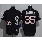 Men's Chicago White Sox #35 Frank Thomas Black Retro Stitched MLB 2016 Majestic Flex Base Jersey