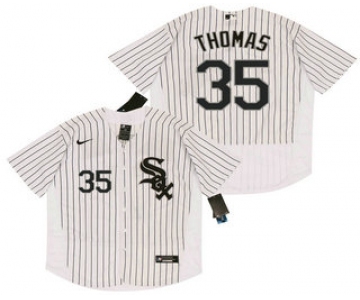 Men's Chicago White Sox #35 Frank Thomas White Pinstripe Stitched MLB Flex Base Nike Jersey