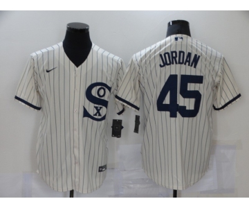 Men's Chicago White Sox #45 Michael Jordan 2021 Cream Navy Field of Dreams Name Flex Base Stitched Jersey