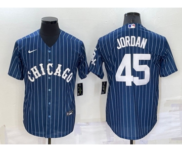 Men's Chicago White Sox #45 Michael Jordan Navy Cool Base Stitched Jersey