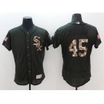 Men's Chicago White Sox #45 Michael Jordan Retired Green Salute to Service 2016 Flexbase Majestic Baseball Jersey