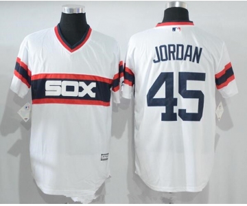 Men's Chicago White Sox #45 Michael Jordan Retired White Pullover Stitched MLB Majestic Cool Base Jersey