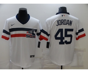 Men's Chicago White Sox #45 Michael Jordan White 2021 Throwback Cool Base Nike Jersey