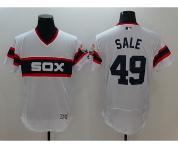 Men's Chicago White Sox #49 Chris Sale White Pullover 2016 Flexbase Majestic Baseball Jersey