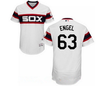 Men's Chicago White Sox #63 Adam Engel White Pullover Stitched MLB Majestic Flex Base Jersey