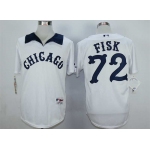 Men's Chicago White Sox #72 Carlton Fisk White 1976 Turn Back The Clock Jersey