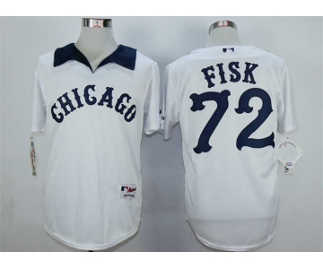 Men's Chicago White Sox #72 Carlton Fisk White 1976 Turn Back The Clock Jersey