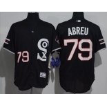 Men's Chicago White Sox #79 Jose Abreu Black Retro Stitched MLB 2016 Majestic Flex Base Jersey