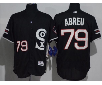 Men's Chicago White Sox #79 Jose Abreu Black Retro Stitched MLB 2016 Majestic Flex Base Jersey