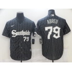 Men's Chicago White Sox #79 Jose Abreu Black With Small Number 2021 City Connect Stitched MLB Cool Base Nike Jersey