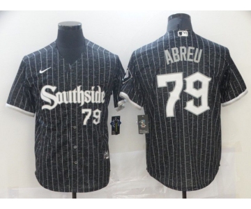 Men's Chicago White Sox #79 Jose Abreu Black With Small Number 2021 City Connect Stitched MLB Cool Base Nike Jersey