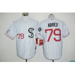 Men's Chicago White Sox #79 Jose Abreu White Pinstirpe SOX 2016 Retro Baseball Jersey