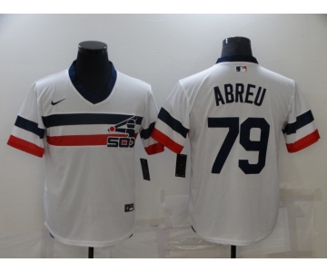 Men's Chicago White Sox #79 Jose Abreu White Throwback Cool Base Nike Jersey