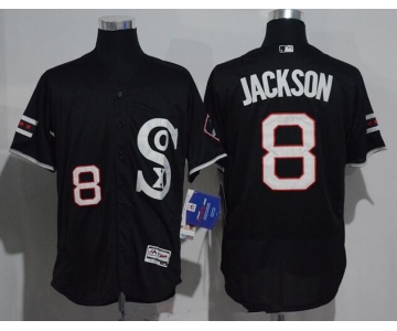 Men's Chicago White Sox #8 Bo Jackson Black Retro Stitched MLB 2016 Majestic Flex Base Jersey