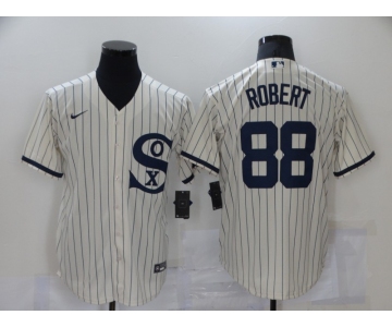 Men's Chicago White Sox #88 Luis Robert 2021 Cream Navy Field of Dreams Name Flex Base Stitched Jersey