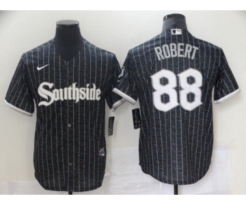 Men's Chicago White Sox #88 Luis Robert Black 2021 City Connect Stitched MLB Cool Base Nike Jersey