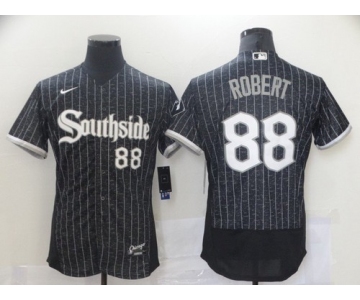 Men's Chicago White Sox #88 Luis Robert Black 2021 City Connect Stitched MLB Flex Base Nike Jersey