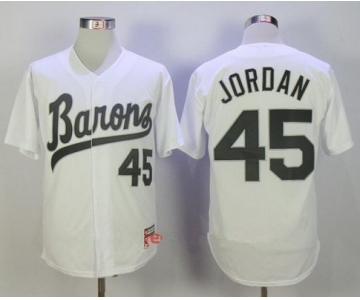Men's Chicago White Sox Birmingham Barons #45 Michael Jordan White Stitched Majestic Baseball Jersey