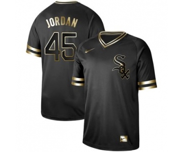 White Sox #45 Michael Jordan Black Gold Authentic Stitched Baseball Jersey