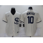 Men's Chicago White Sox #10 Yoan Moncada 2021 Cream Field of Dreams Name Cool Base Stitched Nike Jersey