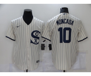 Men's Chicago White Sox #10 Yoan Moncada 2021 Cream Field of Dreams Name Cool Base Stitched Nike Jersey