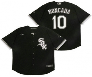 Men's Chicago White Sox #10 Yoan Moncada Black Stitched MLB Cool Base Nike Jersey