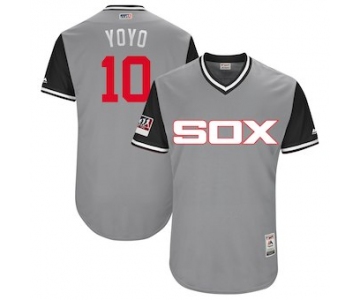 Men's Chicago White Sox 10 Yoan Moncada Yoyo Majestic Gray 2018 Players' Weekend Authentic Jersey