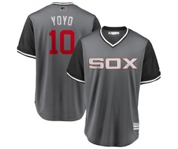 Men's Chicago White Sox 10 Yoan Moncada Yoyo Majestic Gray 2018 Players' Weekend Cool Base Jersey