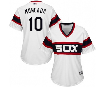White Sox #10 Yoan Moncada White Alternate Home Women's Stitched Baseball Jersey