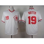 Men's Cincinnati Reds #19 Joey Votto 1990 White Pullover Jersey