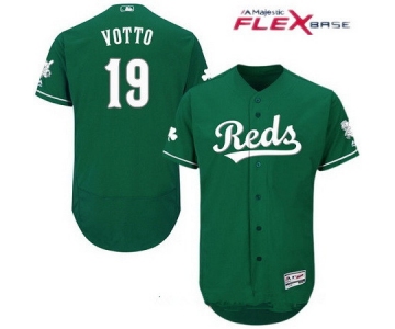 Men's Cincinnati Reds #19 Joey Votto Green 2016 St. Patrick's Day Stitched MLB Majestic Flex Base Jersey